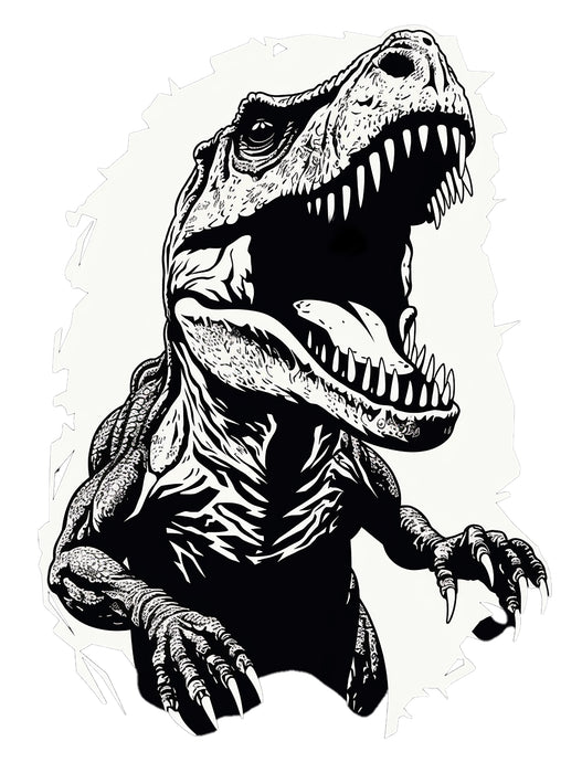 Tyrannosaurus Rex dinosaur black and white stencil image - PNG, SVG, JPG image for download
