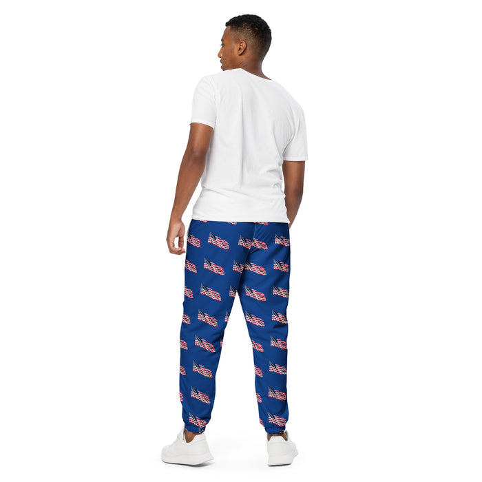 Unisex track pants - American flag waving - Patriotic pants - Stars and stripes pants - workout pants - casual wear