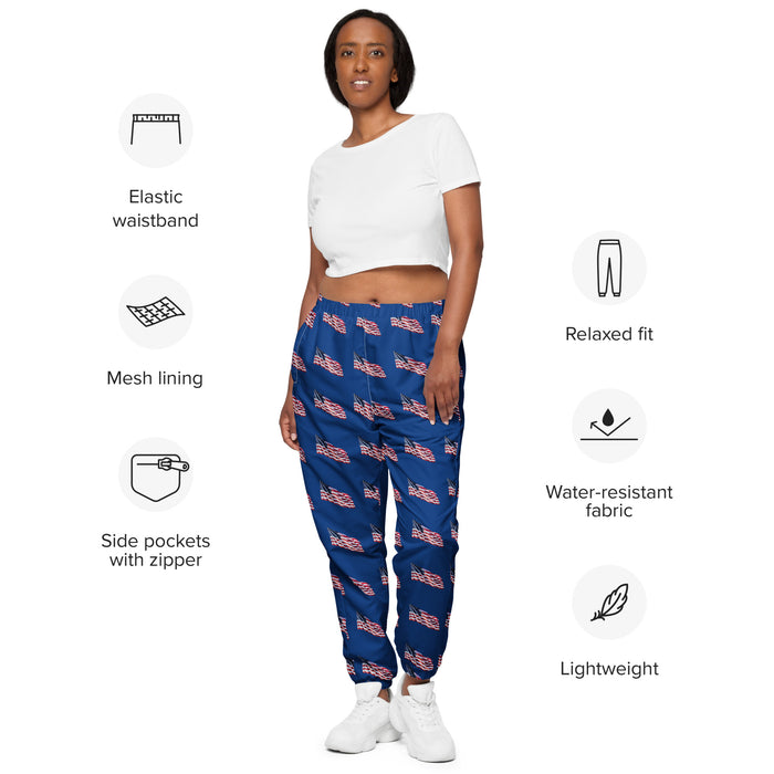 Unisex track pants - American flag waving - Patriotic pants - Stars and stripes pants - workout pants - casual wear