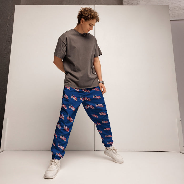 Unisex track pants - American flag waving - Patriotic pants - Stars and stripes pants - workout pants - casual wear