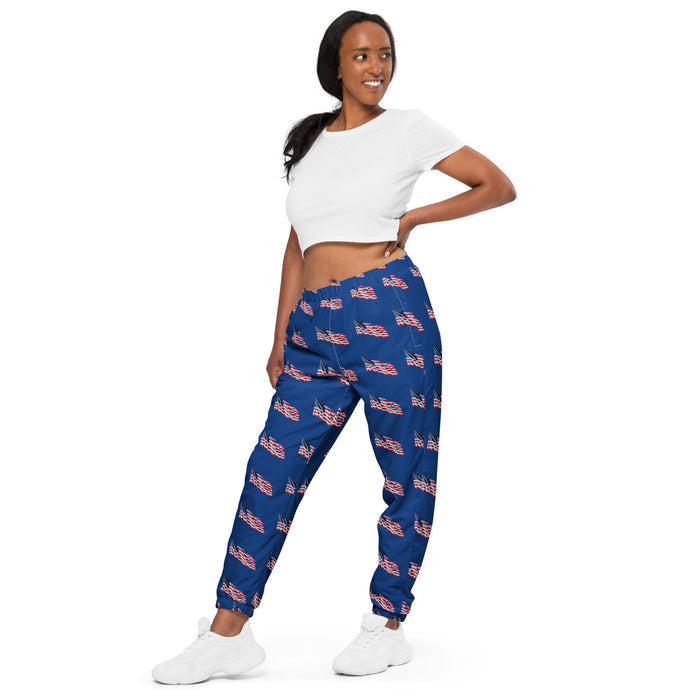 Unisex track pants - American flag waving - Patriotic pants - Stars and stripes pants - workout pants - casual wear