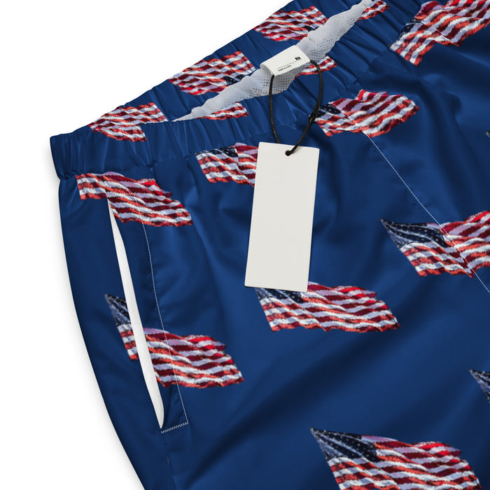 Unisex track pants - American flag waving - Patriotic pants - Stars and stripes pants - workout pants - casual wear