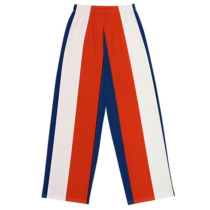 All - over print unisex wide - leg pants - Red, white, and blue flag flashback pants - casual wear - Vermont Country Digital