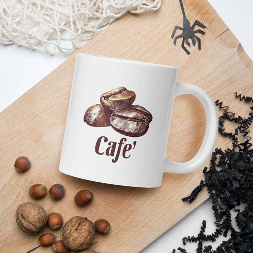 Cafe' or coffee, or tea. Enjoy in this white glossy mug - Vermont Country Digital