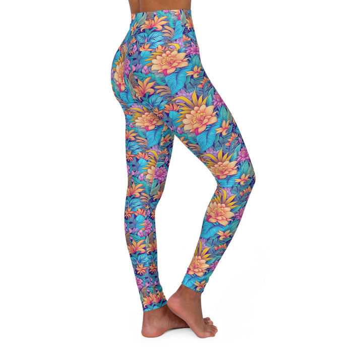 Colorful floral burst - Womans High Waisted Yoga Leggings (AOP) - Vermont Country Digital
