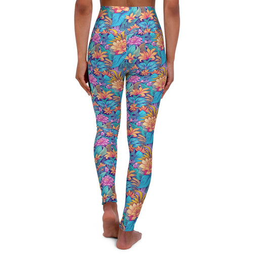 Colorful floral burst - Womans High Waisted Yoga Leggings (AOP) - Vermont Country Digital
