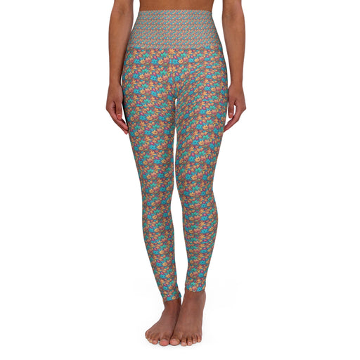 Fall Flio pattern design - Woman's High Waisted Yoga Leggings (AOP) - Vermont Country Digital