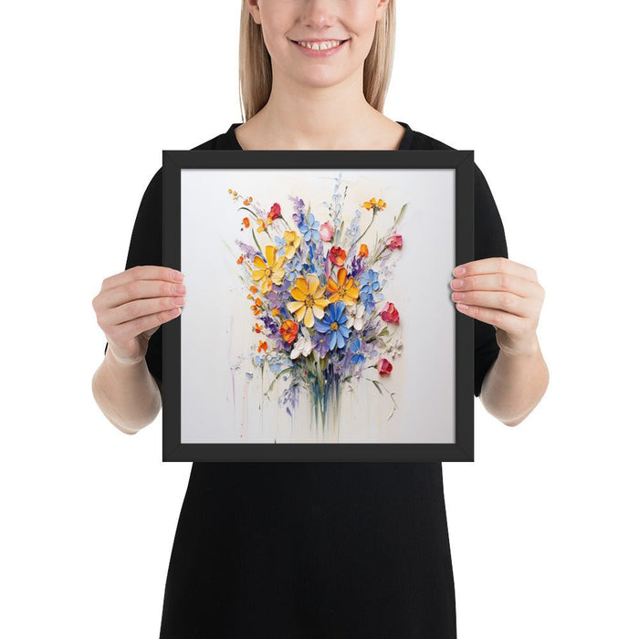 Framed poster - Wildflowers in oil. Generative image of wildflowers - Vermont Country Digital