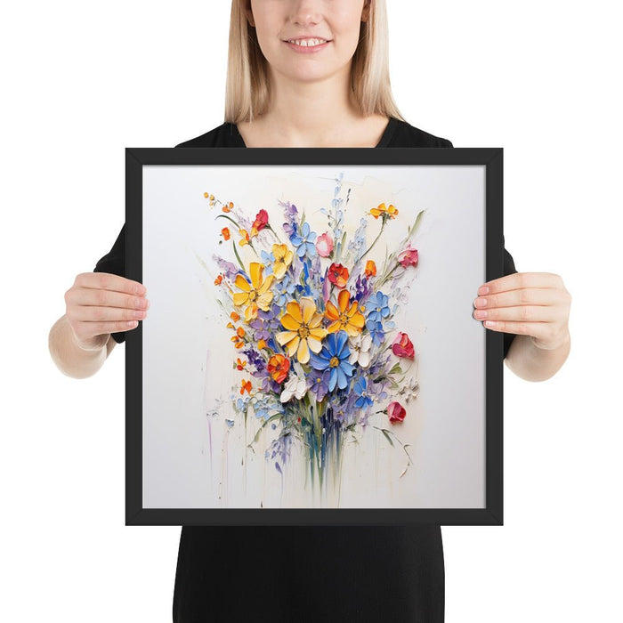 Framed poster - Wildflowers in oil. Generative image of wildflowers - Vermont Country Digital