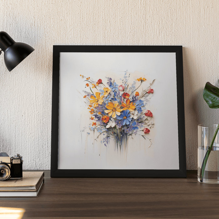 Framed poster - Wildflowers in oil. Generative image of wildflowers - Vermont Country Digital