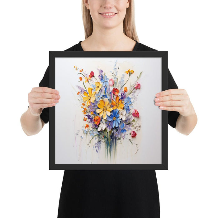 Framed poster - Wildflowers in oil. Generative image of wildflowers - Vermont Country Digital