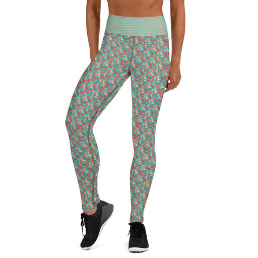 Green and Red flow pattern - Woman's Yoga Leggings - Vermont Country Digital