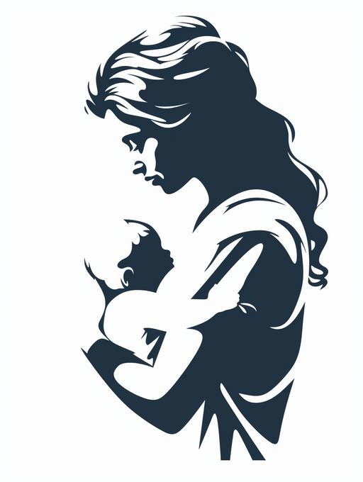 Mother and child stencil image - minimal image portraying mother and child. PNG, SVG, JPG - Vermont Country Digital