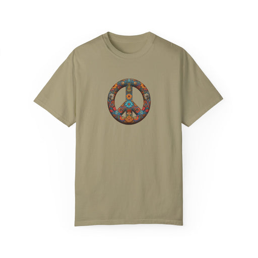 Peace wheel - Universal peace symbol sends a message - Unisex Garment-Dyed T-shirt - Vermont Country Digital