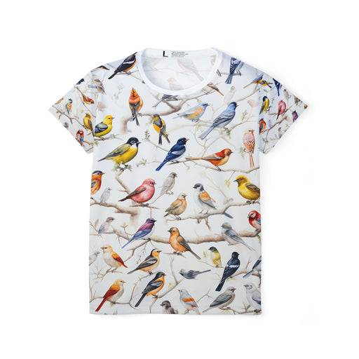 Songbirds for Spring - Assorted songbirds adorn this Women's Sports Jersey (AOP) - Vermont Country Digital