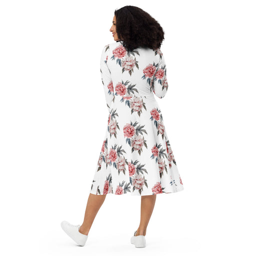 Spring bouquet flower pattern - All-over print long sleeve midi dress - Vermont Country Digital