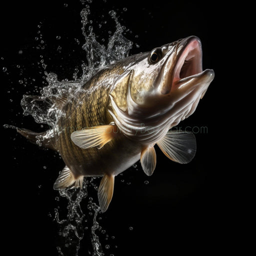 Bass Splash -A Bass fish leaps out toward viewer - Vermont Country Digital