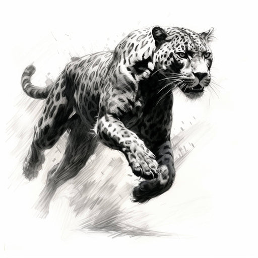 Cheetah Sprinting -Charcoal sketch of cheetah running, image download - Vermont Country Digital