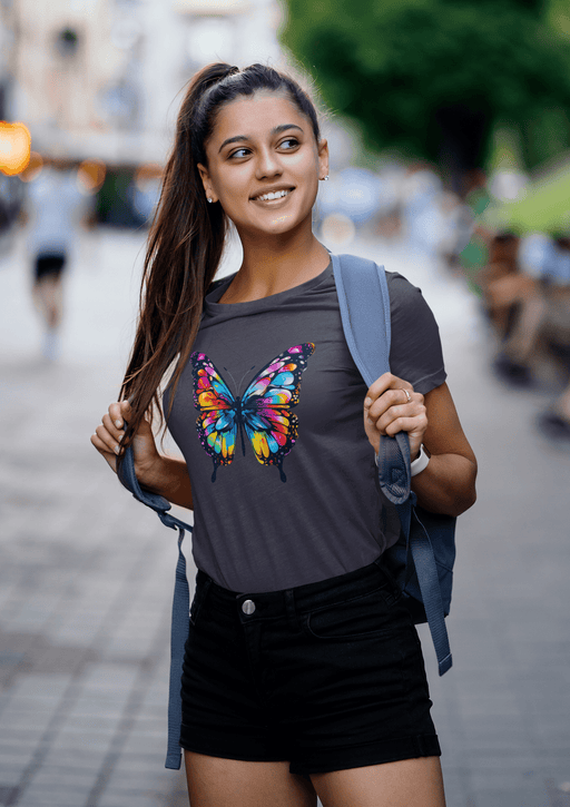 Colorful butterfly t shirt - Unisex Jersey Short Sleeve Tee - Colorful butterfly on white - Vermont Country Digital