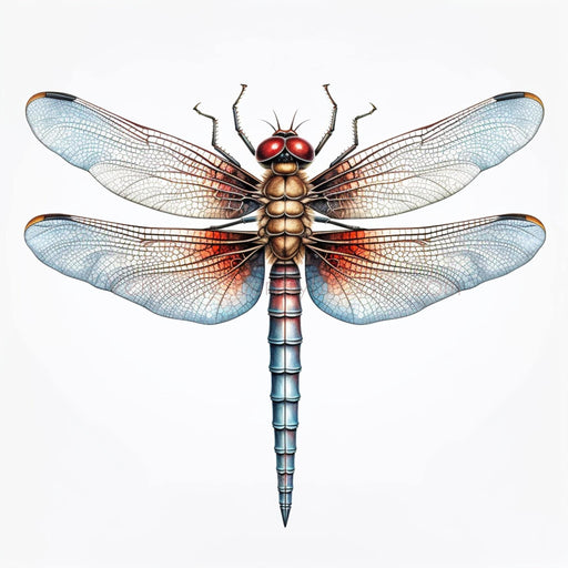 Dragonfly- Digital image for download of colorful dragonfly on white canvas - Vermont Country Digital