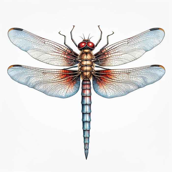 Dragonfly- Digital image for download of colorful dragonfly on white canvas - Vermont Country Digital