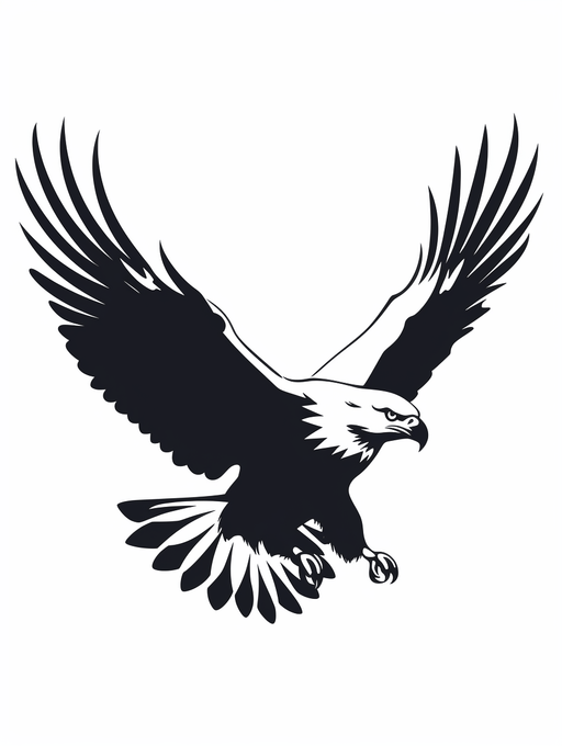 Eagle stencil - black eagle on white background. PNG, SVG, JPG - Multiple files for art - Vermont Country Digital