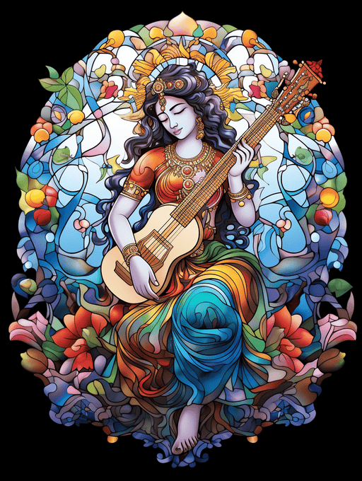 Goddess Saraswati - Digital image for download. Use for arts, crafts, graphic design, wall art. PNG, JPG, SVG images - Vermont Country Digital