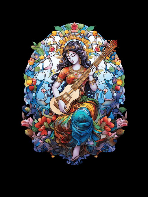 Goddess Saraswati - Digital image for download. Use for arts, crafts, graphic design, wall art. PNG, JPG, SVG images - Vermont Country Digital