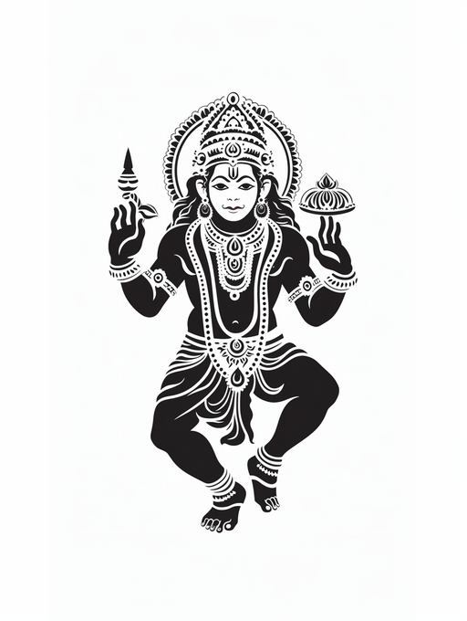 Hanuman in stencil - generative image for art, graphic design, wall art, crafts, commercial. PNG, JPG, SVG images for download - Vermont Country Digital