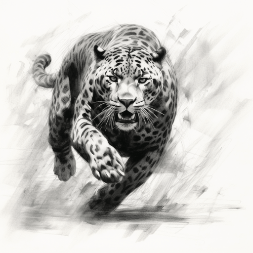 Jaguar charcoal drawing- Limited Edition. Single Image Digital Download - Vermont Country Digital