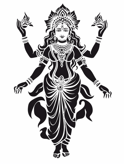 Lakshmi - The Goddess of abundance, prosperity, fertility, purity, grace. PNG, JPG, SVG generative art for instant download - Vermont Country Digital