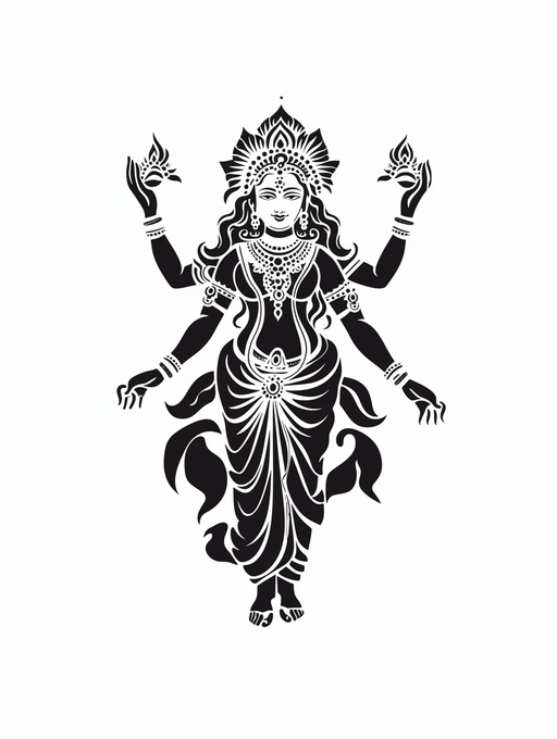Lakshmi - The Goddess of abundance, prosperity, fertility, purity, grace. PNG, JPG, SVG generative art for instant download - Vermont Country Digital