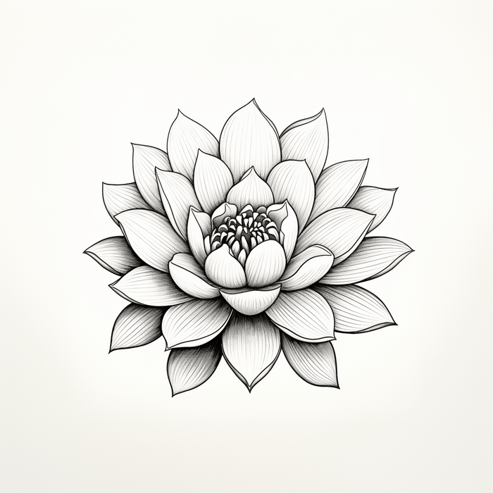 Lotus flower black and white sketch image. Ai generated lotus flower. Download for arts, crafts, tattoo ideas. PNG,JPG, SVG images. - Vermont Country Digital