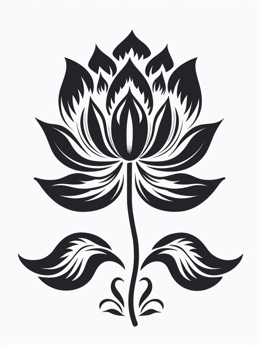 Lotus Flower - Black and white stencil of Lotus flower. Arts, crafts, tattoo ideas. PNG,SVG,JPG images for instant download. - Vermont Country Digital