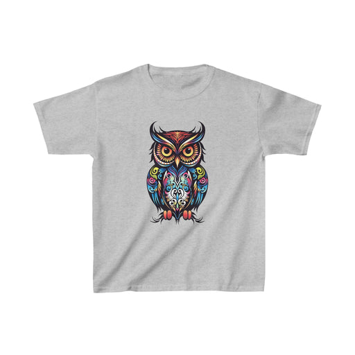 Owl t-shirt - Multicolor owl with wild eyes. Kids Heavy Cotton™ Tee - Vermont Country Digital