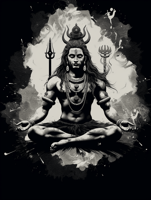 Shiva - deep meditation representing pure consciousness and bliss. Nothing is permanent. JPG, PNG, SVG generative art image downloads. - Vermont Country Digital