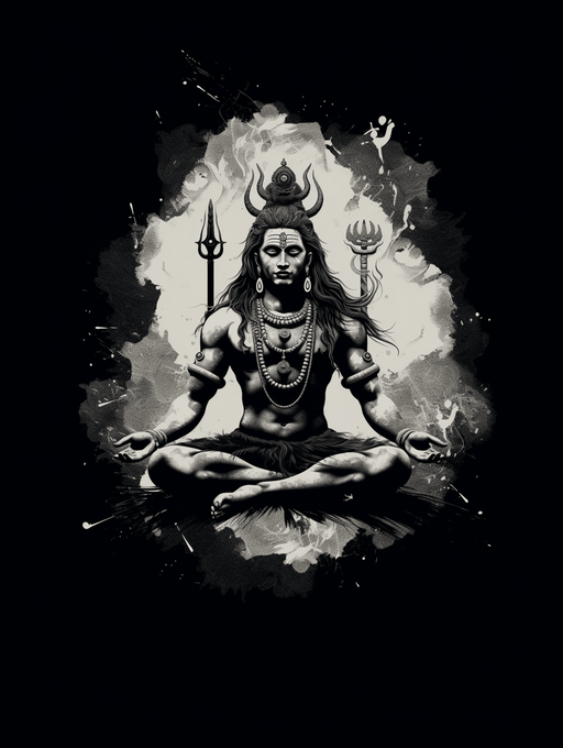 Shiva - deep meditation representing pure consciousness and bliss. Nothing is permanent. JPG, PNG, SVG generative art image downloads. - Vermont Country Digital