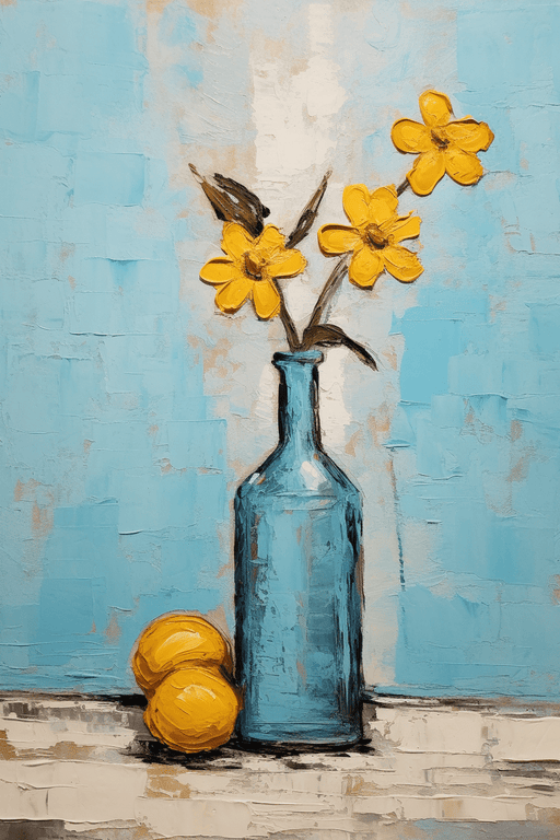 Still life with bottle - Image of a Vincent Van Gogh style oil painting. AR 2:3, 2PNG, 2JPG - Vermont Country Digital