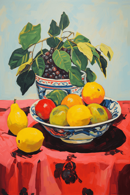 Still life with fruit - Minimalist painting renditions of Van Gogh style. 2png and 2 jpg images - Vermont Country Digital