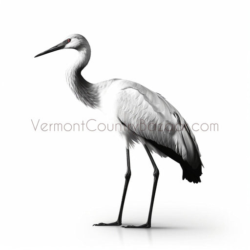 White Crane - Digital image of a white crane bird for download - Vermont Country Digital